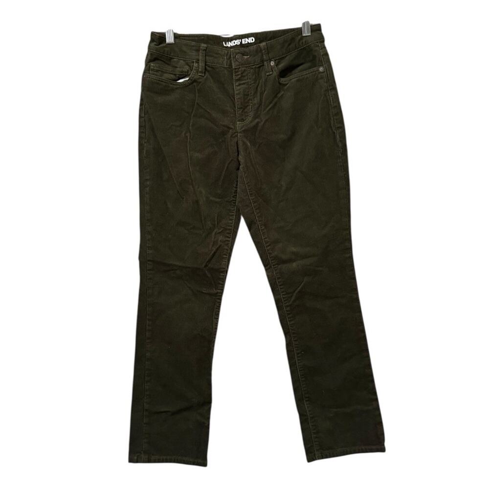Lands' End Women Size 6 Corduroy Pants Green Classic Office Business Casual